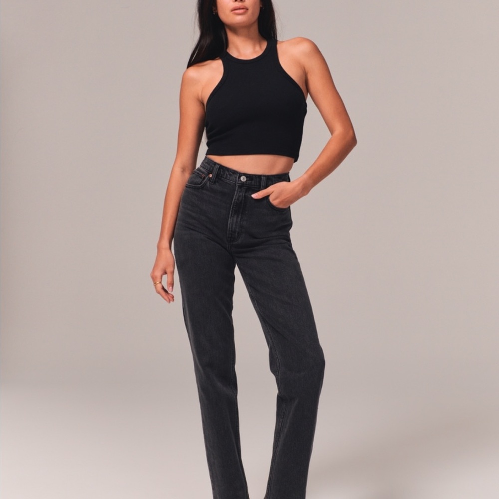 Abercrombie & Fitch Women's grey ultra high rise 90s straight